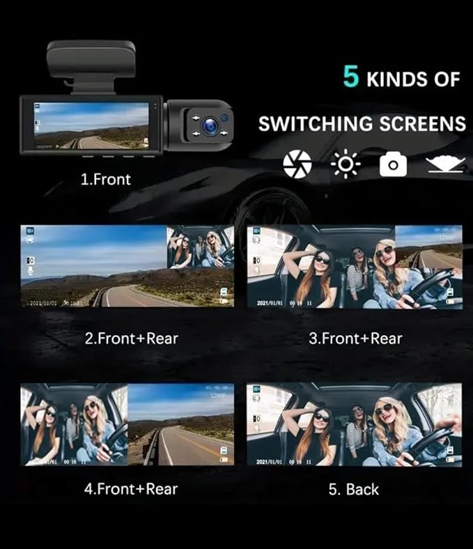 Dash Cam Front & Rear, Cardvr Video Dash, 1 Count Mini Dash Cam for Car with 32GB SD Card, 3.16 Inch IPS Screen 1080P HD Camera with Dual Lens