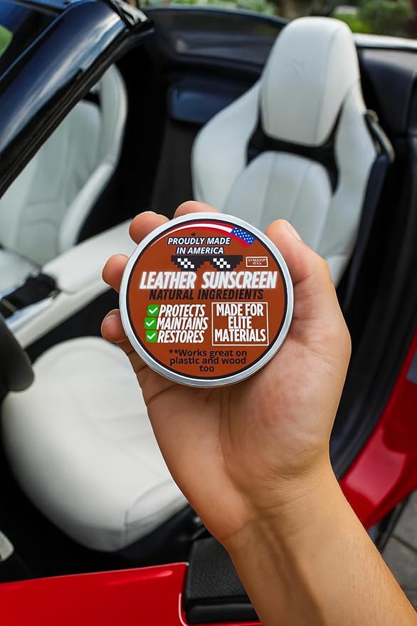 Leather UV Protector Deep Conditioner – Revive, Protect & Restore Leather – UV Shield & Water Repellent for Outdoor Use – Prevents Cracks Fading & Drying on Car Seats, Furniture, Boots, Bags & Tack