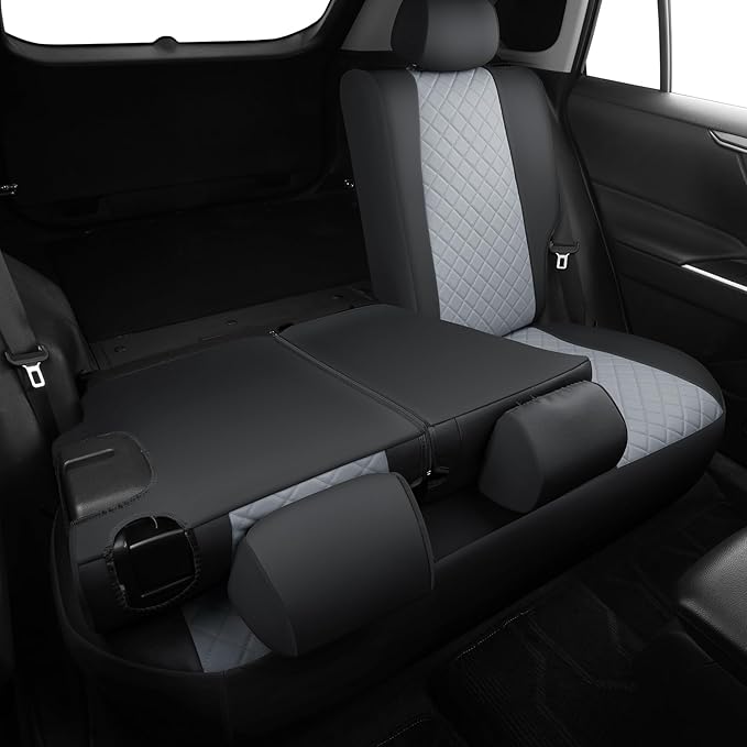 GIANT PANDA Customized Full Set Car Seat Covers Fit for Toyota Rav4 2019 2020 2021 2022 2023 2024 2025 Rav 4 XLE,LE,XLE Premium,Limited(Non-Hybrid & Adventure,TRD-Off),Front & Rear/Back (Black+Gray)