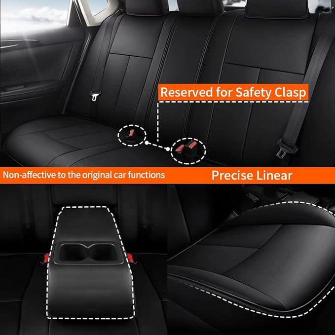 AOMSAZTO Custom Fit Seat Covers for Nissan Sentra: 2013 2014 2015 2016 2017 2018 2019 Faux Leather Car Seat Covers Full Set Black