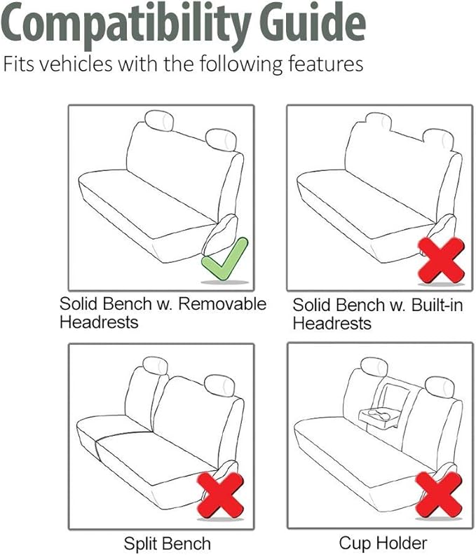 FH Group Automotive Rear Car Seat Covers for SUV, Trucks, Sedan and More - Universal Fit Front High Back & Rear Solid Bench Design Interior Accessories - 3D Mesh Fabric Center Panel - Gray