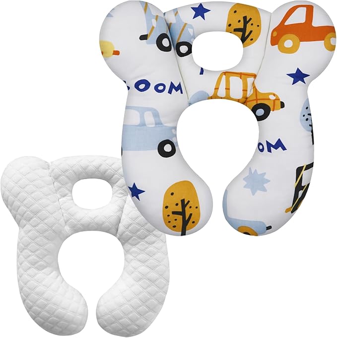 Baby Travel Pillow, Upgrade U-Shape Infant Pillow for Car Seat Pushchair and Stroller, Soft Comfortable Sleep Cushion for Kids Newborn and Toddler -Car White