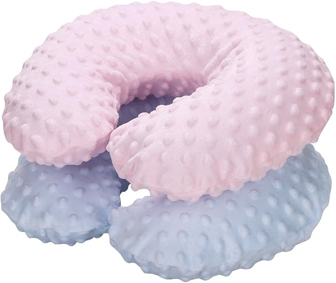 Neck Pillows Kids Travel Pillow Inflatable Head Support Pillow Cute Cozy U Shape Neck Pillow for Car Seat Airplanes Train Soft Washable Chin Neck Support Pillow for Toddler Boys Girls (Pink)