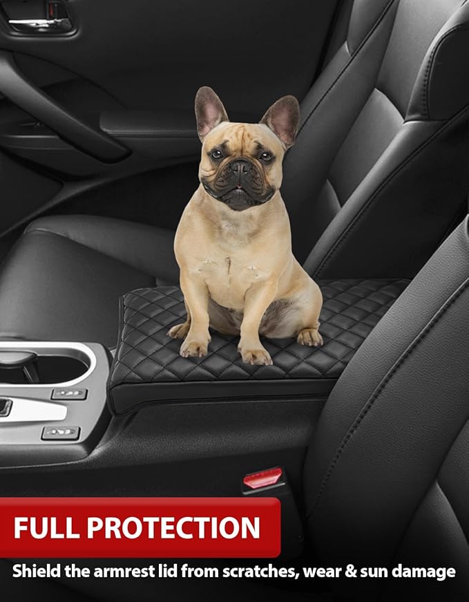 KBH Center Console Armrest Cover for Acura RDX 2013 2014 2015 2016 2017 2018, Middle Console Lid Protector Cushion Pad Accessories, Vinyl Leather, Anti-Scratch, Black