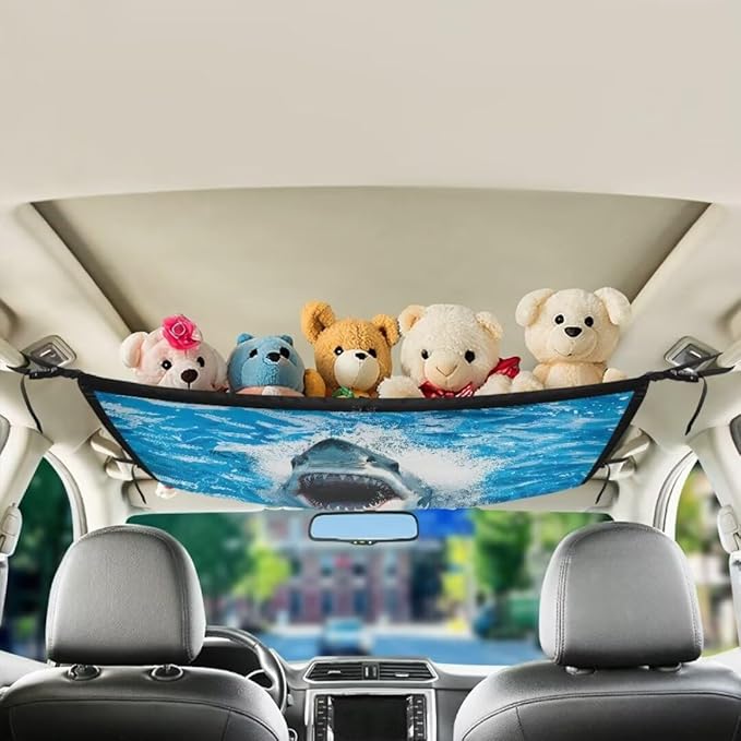 Shark Print Car Storage Bag Organizer Car Organizer for Car Seat Multi-Purpose Car Bag Storage Box Organizer Pouch Pocket Storage for Small Items