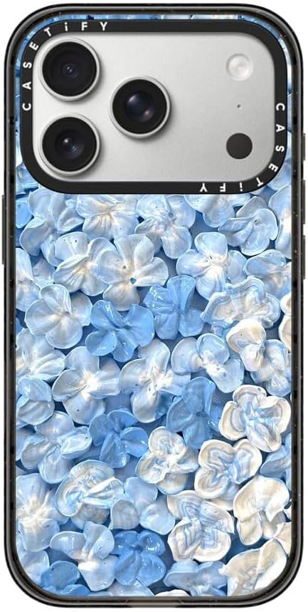 CASETiFY Impact iPhone 17 Pro Case [Slim/Compatible with Magsafe / 8.2 ft. 4X Military Grade Drop Protection] - Blue Hydrangea iPhone 17 Case - Clear Black