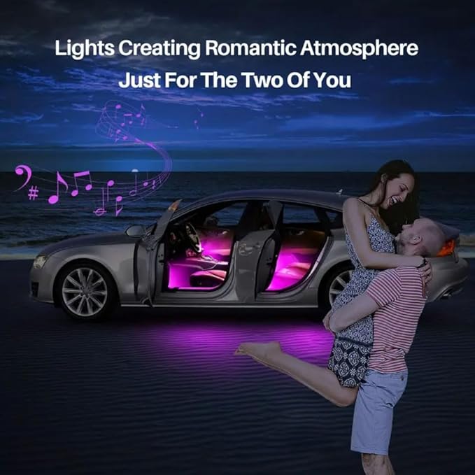 Car LED Interior Strip Lights, TEKSHINNY RGB Car Interior LED Light Wireless APP and Remote Control, 5 in 1 Ambient Lighting Kit with 236 Inches Fiber Optic, EL Wire Lights for Car Inside