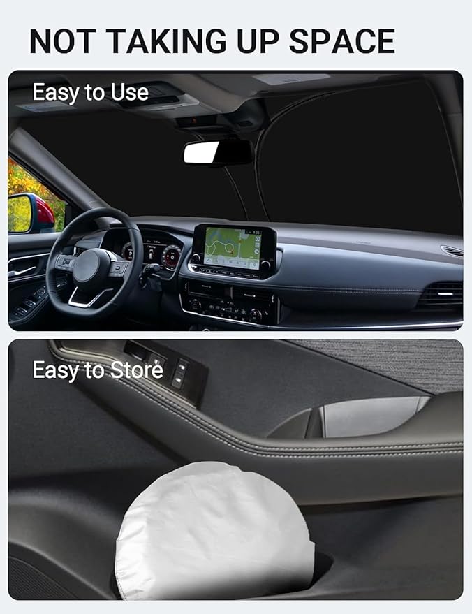Proadsy Windshield Sun Shade Custom Fit Nissan Rogue 3rd Gen.(Not for Rogue Sport) 2021-2026 4-Layer Foldable Front Sunshade Protector Sun Visor Blocks UV Rays Keep Car Cooler Accessories
