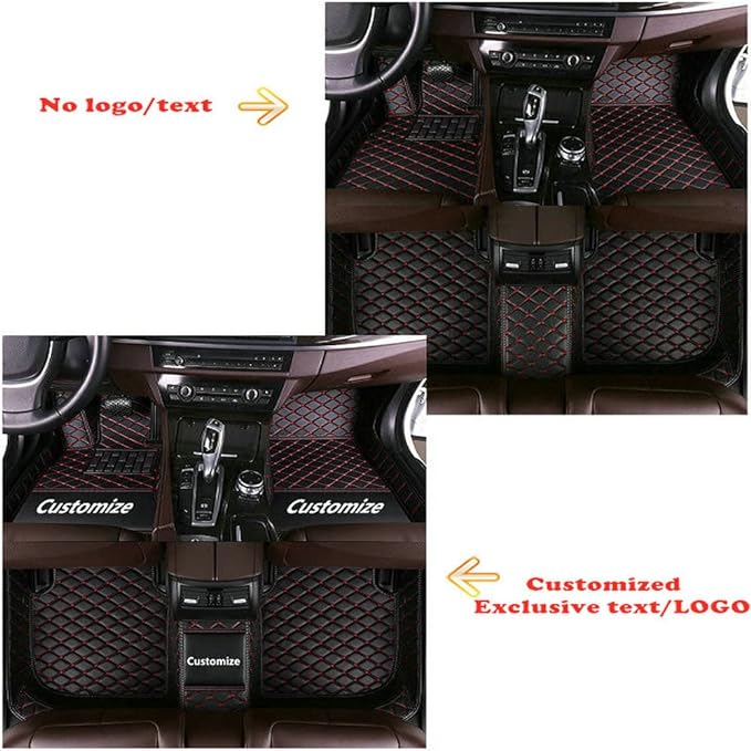 Custom Personalized Floor Mats for Cars - Luxury Full Coverage All Weather Mats, Anti-Slip Leather Mat Set, Fit for 99% of Cars, SUVs & Trucks (Brown, A-Diamond)