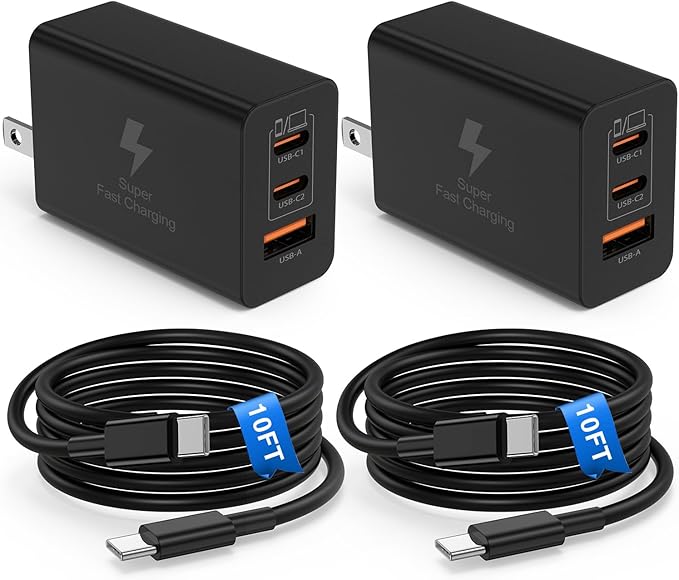 USB C Super Fast Charger Block,100W Charging Station/10ft Type C to C Cable Cord Long,65W Laptop Adapter for MacBook Pro/Air/iPhone 17 16 15 Pro Max/Samsung Galaxy S26+ S25 S24 S23 S22 S21 Ultra/Plus