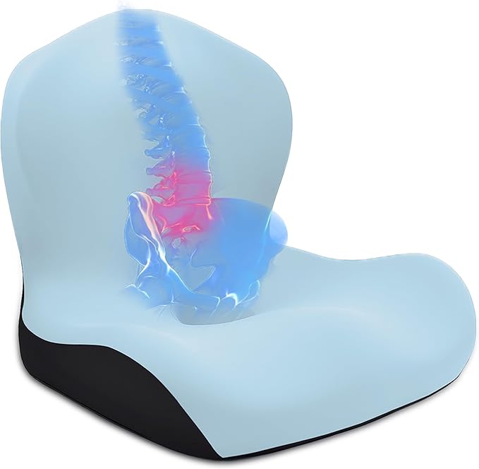 Seat Cushion, Office Chair Cushion, L-Shaped Ergonomic Car Seat Cushions, Memory Foam Chair Cushion, Lumbar Support Pillow for Wheelchair, Car, Home, Office, Desk, Blue