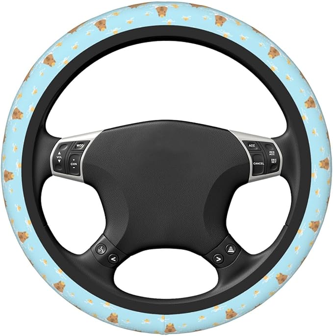 Capybara and Oranges Steering Wheel Cover for Women Elastic Rubber Steering Wheel Universal 15 Inch Fit for Cars, Auto, SUVs