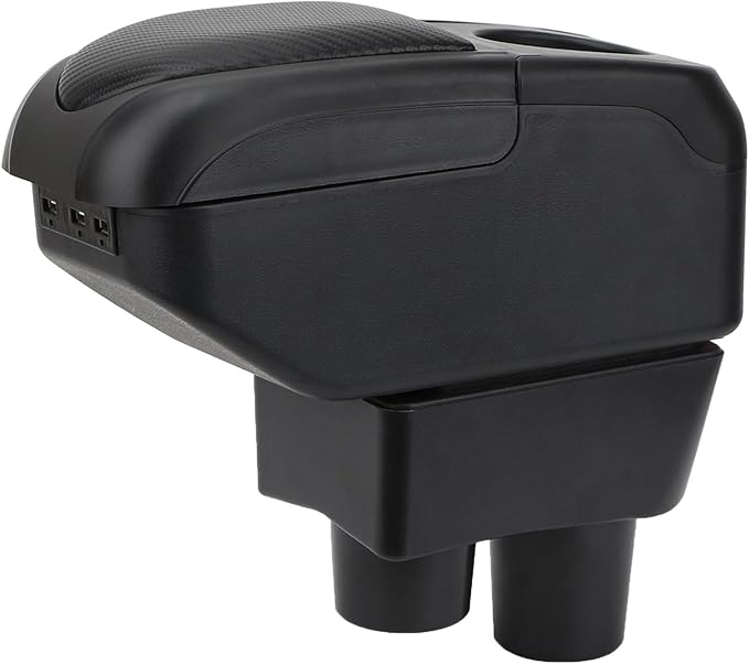 AULPHIKE Compatible with Nissan Versa Armrest 2012-2019 Center Console Organizer Armrests Double Layer Storage Space with USB Ports