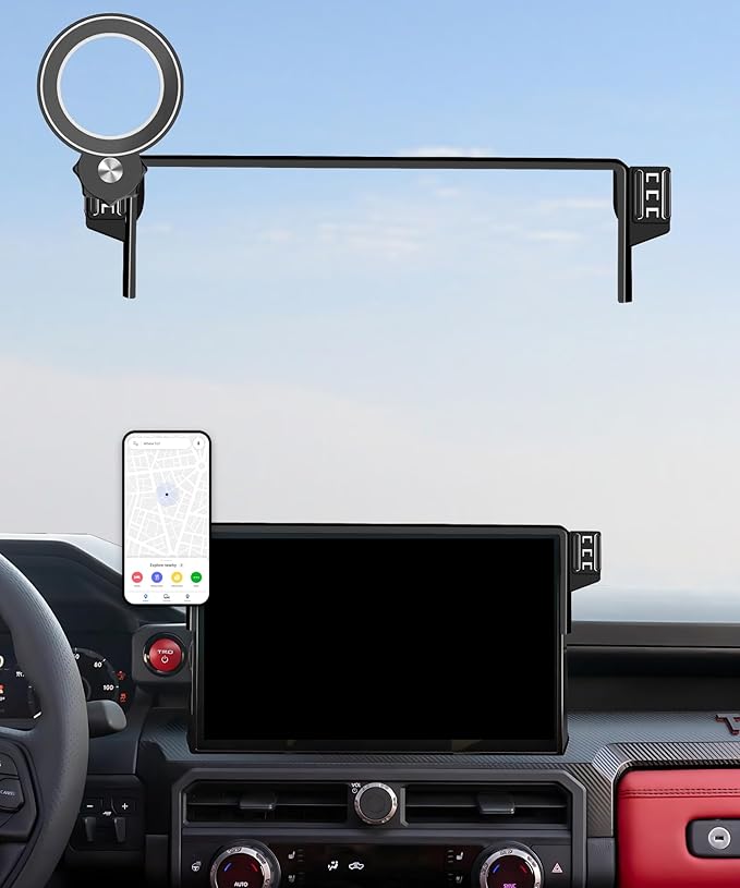 Car Phone Holder for Toyota Tacoma 2024 2025 / Toyota 4Runner 2025 Accessories Apply to 14 Inch Touch Screen Fixed Clip Magnetic Cell Phone Mount Hands-Free 360 Degree Rotation