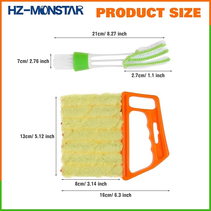 3Pcs Window Venetian Blind Cleaner Duster Tool, 2Pcs Washable 7 Fingers Dusting Cleaner and 1Pc Air Vent Cleaner, Venetian Washable Mini Handheld Brush for Air Conditioner Vents, Fans Vents