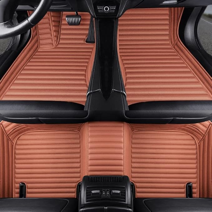Custom Making Car Floor Mats Compatible with Audi BMW Mercedes-Benz Toyota Lexus Honda Infiniti Nissan Hyundai Kia All Models 2005-2026 (Striped Brown)