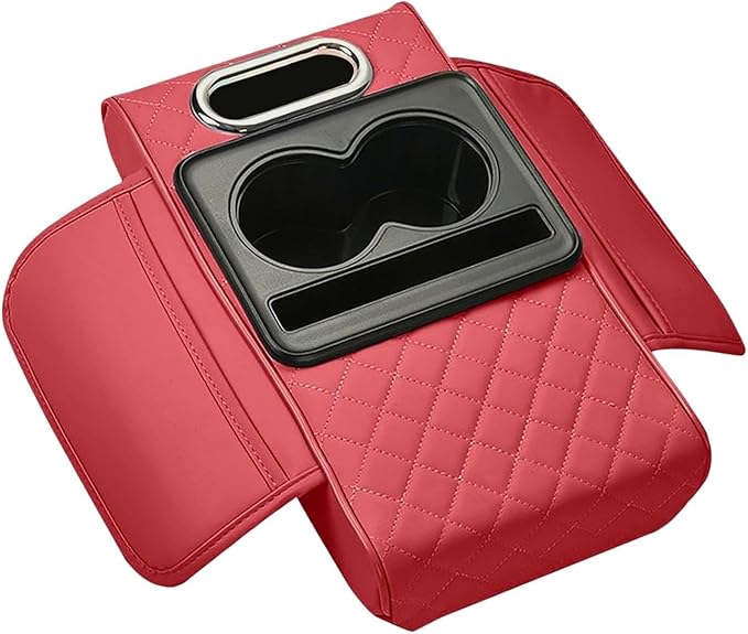 Car Center Console Pad PU Leather Armrest Organizer with Tissue Box Slot for Vehicles, Style C
