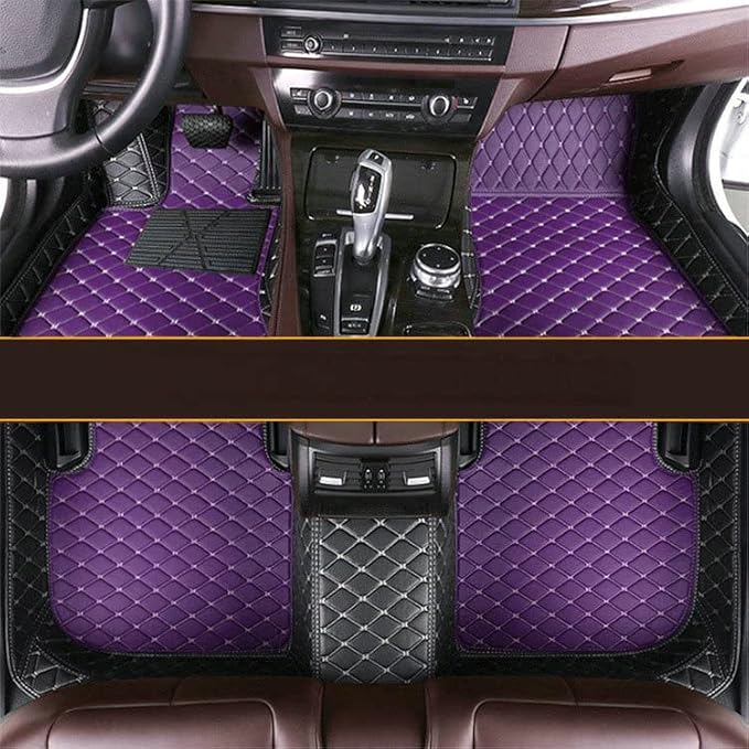 Car Floor Mats Automotive Floor Mats Vehicle Specific All Weather Protection Custom Compatible with Most of 98% Cars SUVs (Black and Purple)