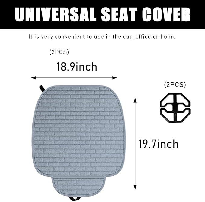 2PCS Car Seat Bottom Cover Pad, Comfortable Auto Front Seat Button Cushion Pad with Pocket, Breathable Vehicle Seat Protector Mat, Universal Truck SUV Van Car Accessories (Gray)