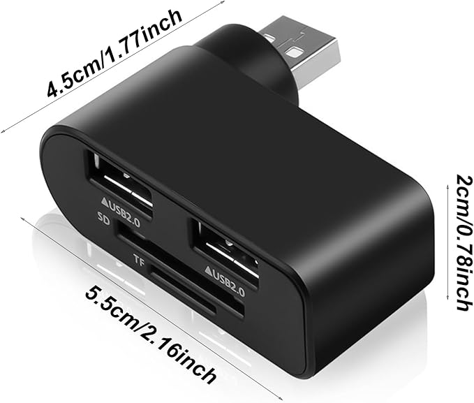 Rotatable USB Hub – ABS 4.5x5.5x2cm | USB Hub, 4 Port Mini USBs Extender with 480Mbps High Speed Data Transfer and Rotating Design | Multifunctional Splitter for Notebook Laptop Tablet Car Use