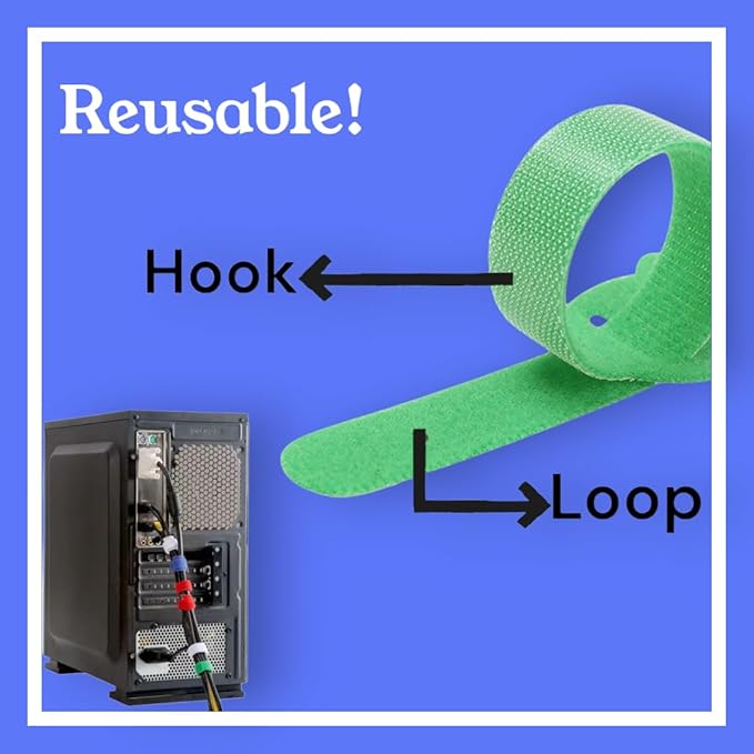 60PCS Reusable Cable Ties Hook and Loop Straps, 6 Inch Colored Cord Ties Cable Management Cord Organizer for Desk Wire Organizers for Power Electronic Cords Charging Computer Cables