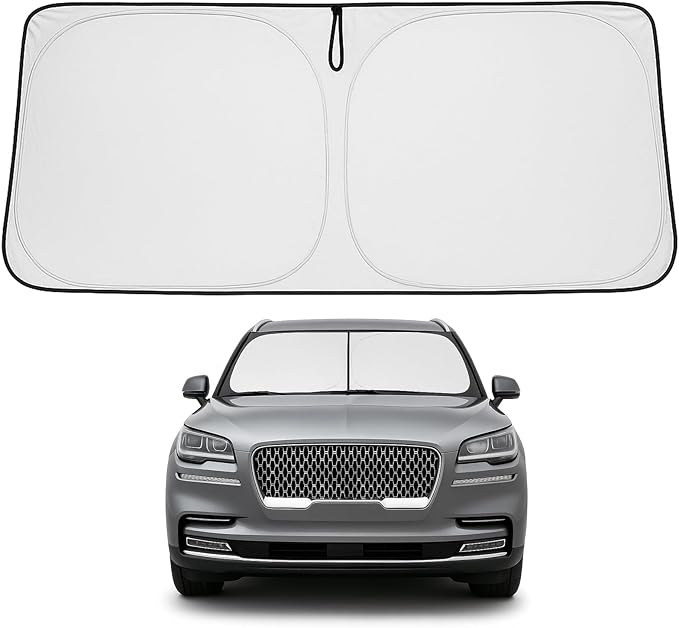 Proadsy Windshield Sun Shade for Lincoln Aviator 2020-2025 2026 4-Layer Foldable Front Sunshade Protector Sun Visor Blocks UV Rays Keep Car Cooler