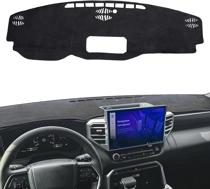 auovo Dashboard Cover Mat Compatible with Toyota Tundra 2022 2023 2024 Without HUD Anti-Slip Dash Cover Dash Carpet Cover Sunshield Protector