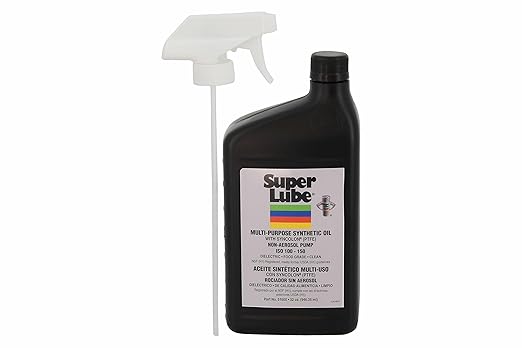 Super Lube Multi-Purpose Synthetic Oil w/Syncolon - Waterproof - NSF Rated - Industrial Grade - 3D Printer, Tool & Maintenance Use - Translucent White - Trigger Sprayer - 1 qt (51600)