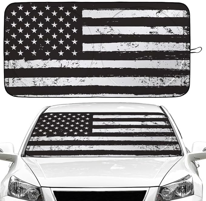 American Flag Car Windshield Sun Shade Foldable Sunshade Front Window Cover Sun Visor Protector Accessories (59x27.5 inches)