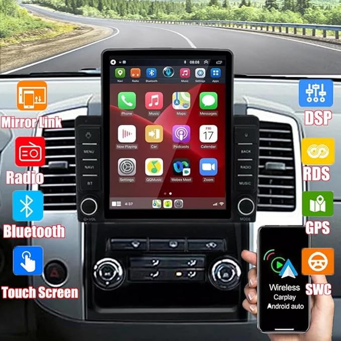 Car Stereo for Nissan Frontier/Xterra 2009 2010 2011 2012 2013 2014 GPS Navigation 2+32G for CarPlay Wireless Android Auto 9.7in Android Car Radio with Bluetooth WiFi FM/RDS SWC Mirror Link