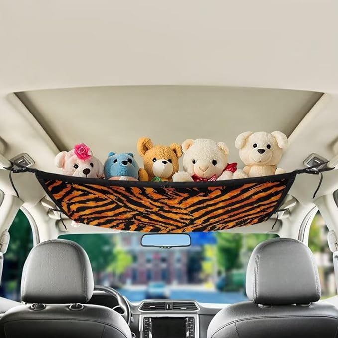 Tiger Stripes Car Roof Storage Bag Auto Seat Storage Hanging Bag All Car Storage Organizers Vehicle Passenger Seat Organization and Storage for Kids Adults