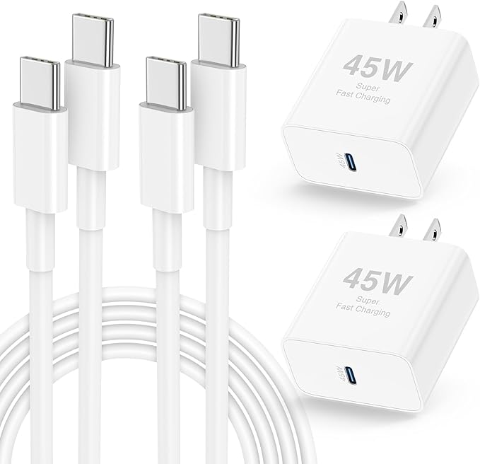 𝟐𝐏𝐚𝐜𝐤 𝟰𝟱𝗪 iPhone 17 16 15 Fast Charger,USB C Charging Block and 10ft Type C to C Cable Cord Long for Apple iPhone 17 Pro Max/17 Air/16 Pro/15 Plus/iPad/mini, Wall Plug Power Adapter Cube Brick