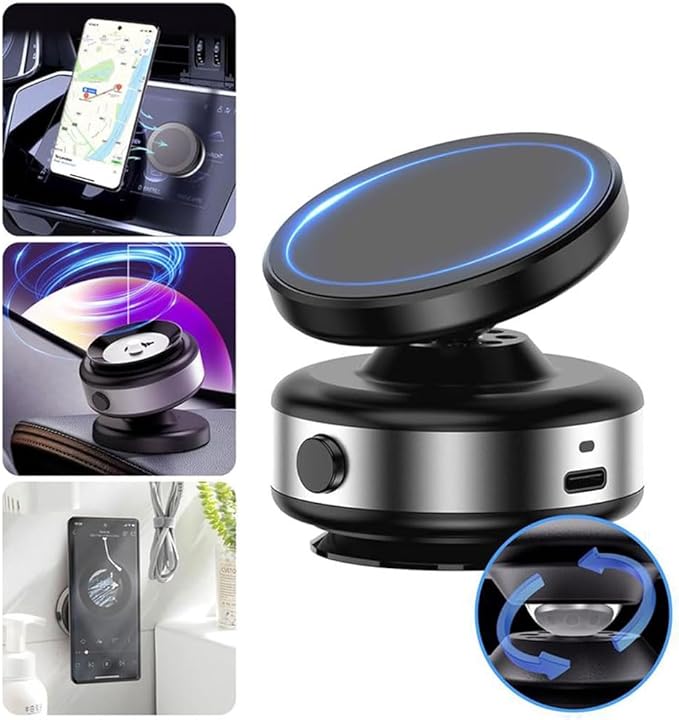 360 Rotatable Magnetic Phone Mount - Electric Vacuum Car Phone Holder