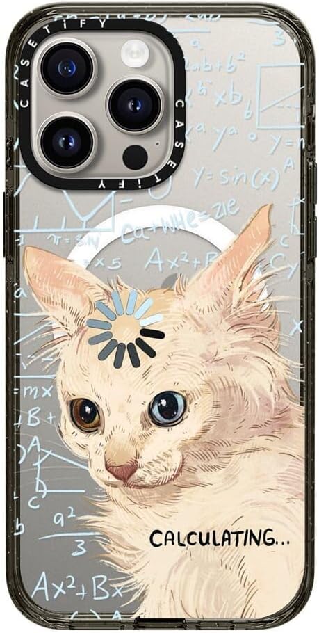 CASETiFY Impact iPhone 15 Pro Max Case [4X Military Grade Drop Tested / 8.2ft Drop Protection/Compatible with Magsafe] - Cat Prints - Calculating... - Clear Black
