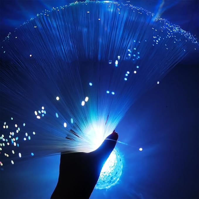 2pcs 14 inch Corded Fiber Optic Mood Novelty Lamps Lighting Lite with Color-Changing Crystals Base (2)