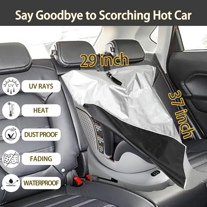 Car Seat Sun Shade Cover Baby car seat Cooler Infant Car Seats Heat Protector Keeps Your Toddler Baby Seat at a Cool Temperat