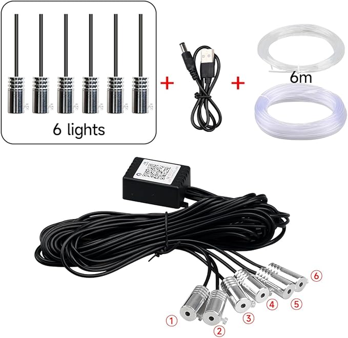 Car LED Interior Lights Strip APP Control, Car Neon Lights Kit with 236 inches Fiber Optic, Music Mode Sound Active Cars Atmosphere Ambient Lighting Kit (6 in 1)