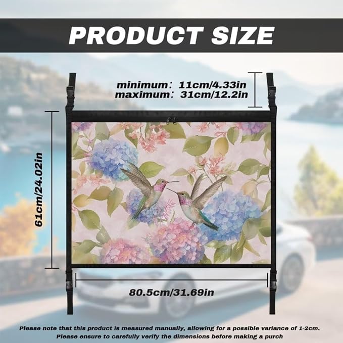 Hydrangea Hummingbird Car Roof Storage Bag Car Seat Back Hanging Bag Premium Car Seat Organizer Inner Car Accessories Compatible with Most Vehicles