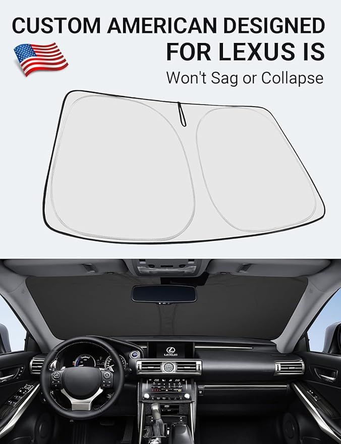 Proadsy 2026 Upgrade Front Windshield Sun Shade Foldable Sunshade Protector Custom Fit 2014-2020 is 200t, 250, 300, 350, F-Sport Lexus Sedan Accessories