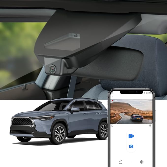Fitcamx 4K Dash Cam Suitable for Toyota Corolla Cross 2023-2026 & Hybrid (NOT Corolla), OEM Factory Look, UHD 2160P Video, Built-in WiFi & APP, Loop Recording, G-Sensor, Plug & Play, 64GB Card