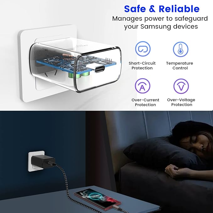 S24 S25 Ultra Charger Type C, SCRUAK 45W PPS Super Fast USB-C Wall/Car Charger for Samsung Galaxy S25 Ultra/S25+/S25/S24 Ultra/S24+/S23/S22/S20/Note 20/Note 10+(with 2X 6.6FT 5A Type C Cable)