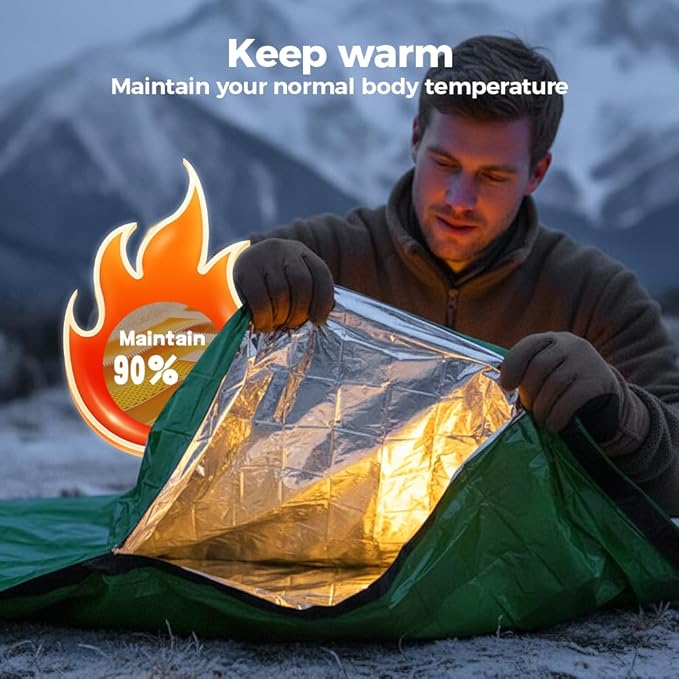 2026 New Blanket, Emergency Sleeping Bag for Survival, Blanket with Emergency Whistle Waterproof, Compact Lightweight, Emergency Mat for Survival Kit Car Camping Gear Hiking Go (Orange)
