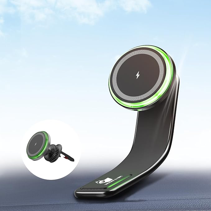VICTORY & GIFT for 15w MagSafe Car Charger, Magnetic Wireless Car Charger, for MagSafe Car Mount Air Vent/Dashboard Car Phone Holder with 360° Adjustable Aluminum Arm