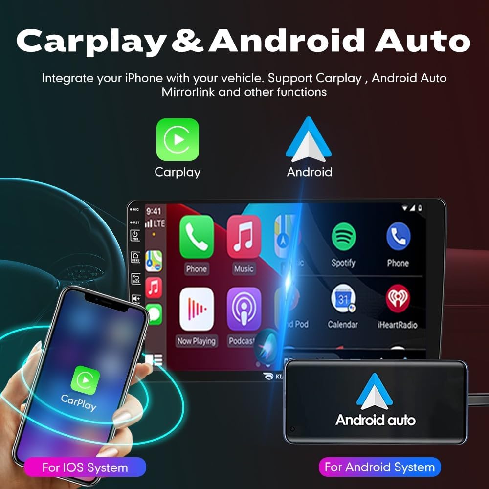 Kunfine Car CarPlay Android Auto Navigation Stereo GPS Radio Reverse Camera Display 9" IPS Touchscreen Headunit Tablet Pad Media Player for Peugeot 301 13-22, if Applicable Octa Core 6G+128G Silver