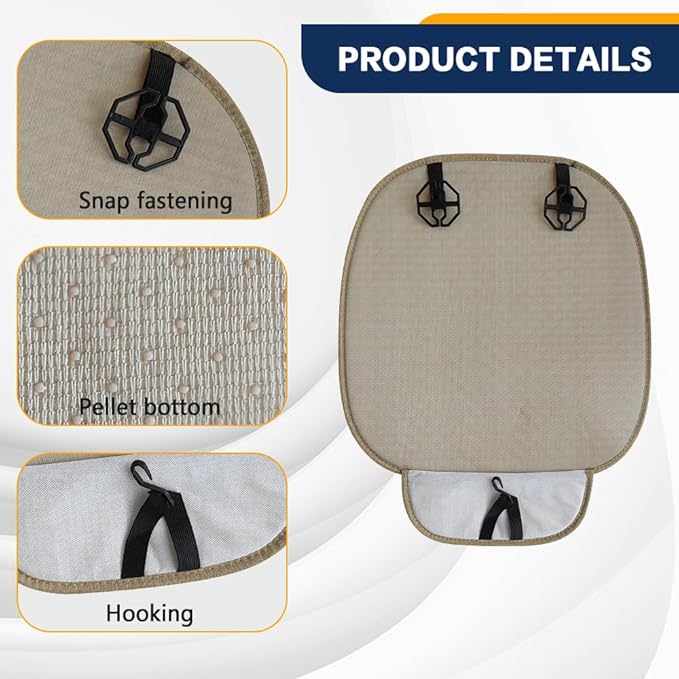 2PCS Car Seat Bottom Cover Pad, Car Seat Mat, Driver Cushion with Comfort Memory Foam & Non-Slip Rubber Bottom, Vehicle Accessories Breathable Seat Protector Mat for Auto Office Home (Beige)