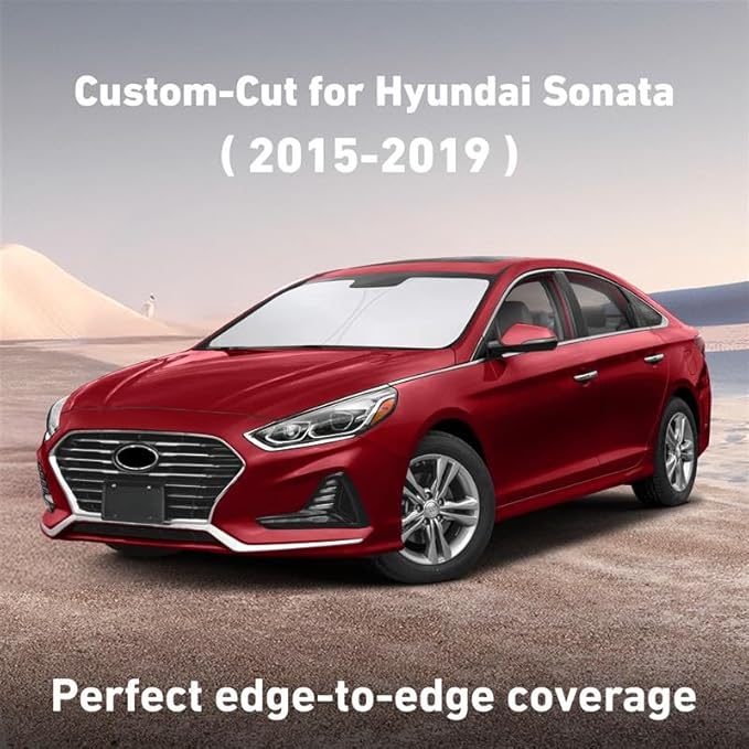 EcoNour Windshield Sunshade Compatible for Hyundai Sonata 2015-2017 2018 2019, Sun Visor for Front Windshield & Window Sun Shade Cover, UV Heat Blocker & Protector, Car Accessories