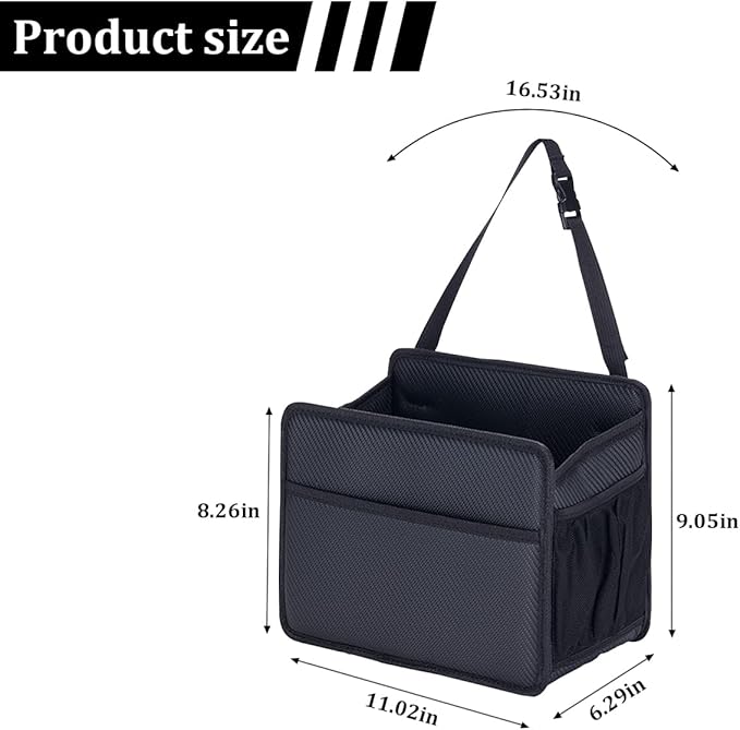 Car Seat Back Organizer, Foldable Vehicle Backseat Storage Hanging Bag with Mesh Pocket, Multipurpose Auto Headrest Storage Pouch Organizer Accessory, Universal Fit (Litchi Pattern Black)