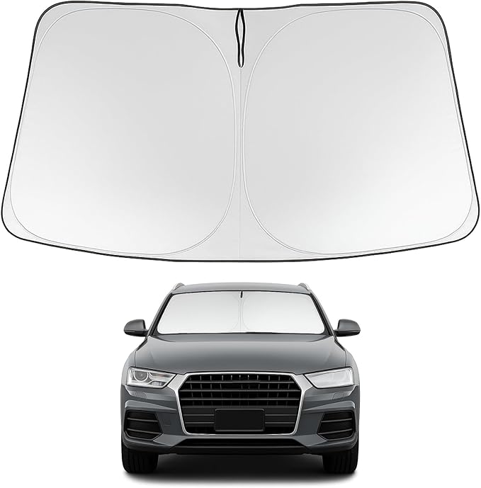 Proadsy 2026 Upgrade Windshield Sun Shade Custom Fit 2013-2018 Audi Q3 Foldable Front Sunshade Protector Sun Visor Blocks UV Rays Keep Car Cooler