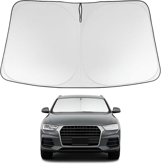 Proadsy 2026 Upgrade Windshield Sun Shade Custom Fit 2013-2018 Audi Q3 Foldable Front Sunshade Protector Sun Visor Blocks UV Rays Keep Car Cooler