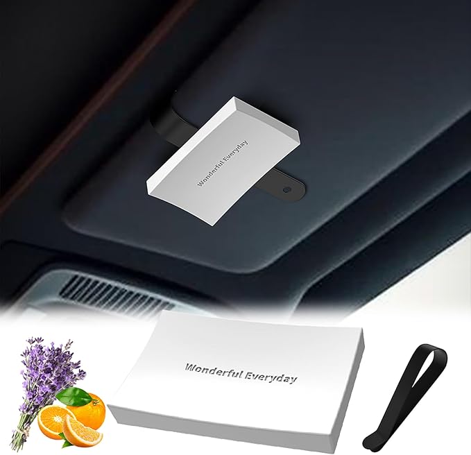 Car Air Freshener Small Gypsum Aromatherapy Diffuser New Smell Set Clean Ingredients Car Odor Eliminator Long Lasting Scent Auto Accessories with Metal Clip (Square, 1 PCS)